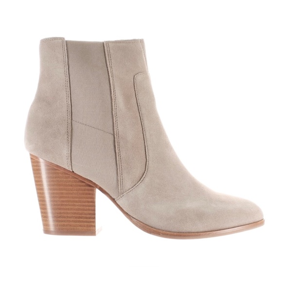 Soludos Emma Mineral Grey Suede Ankle Booties Leather Casual Block Heel Boots 10 - Picture 4 of 12